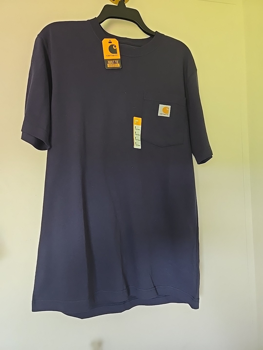 Carhartt Navy Pocket Tee with Logo Patch S Loose Fit New
